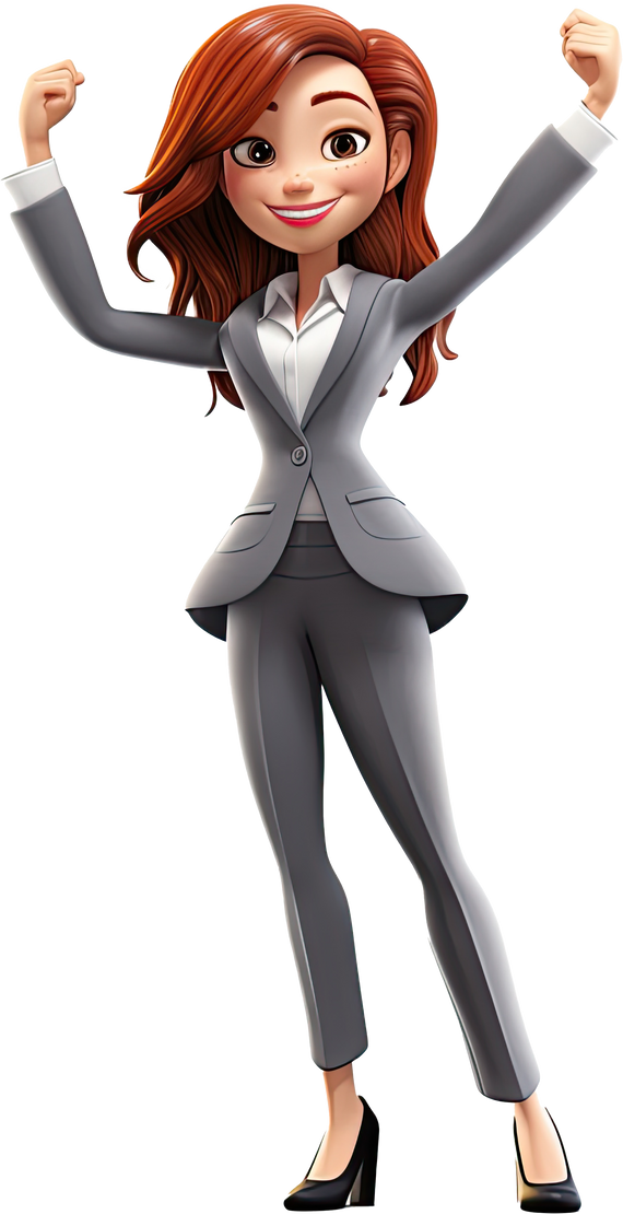 3d cartoon businesswoman on transparent background 12